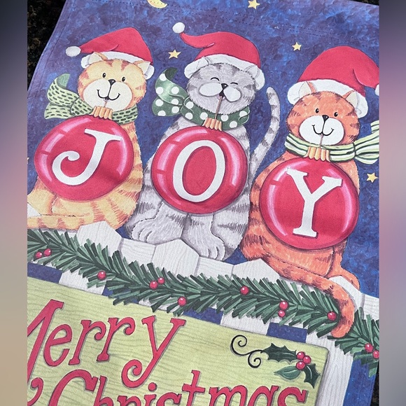 Deb Strain 3 Cats "JOY" Christmas Garden Flag - Picture 3 of 7